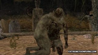 3D Zombie Gets Fucked Hard in a Graveyard