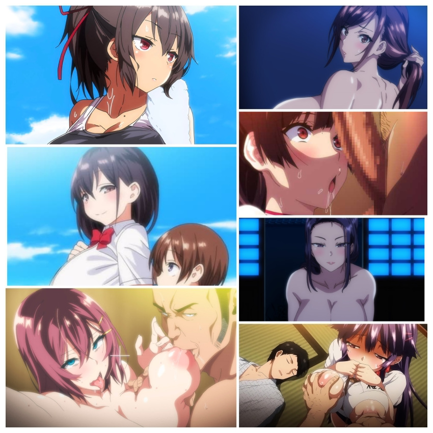 ajisai_no_chiru_koro_ni akane_wa_tsumare_somerareru anime antechinus azuma_hisato breast_squeeze breast_sucking bunnywalker cheating cheating_girlfriend cheating_wife chizuru-chan_kaihatsu_nikki collage female_only groping groping_breasts hentai himawari_wa_yoru_ni_saku lune_pictures nanao_akane netokano netorare netosis ntr penis_awe saimin_seishidou shinomiya_natsusha shocked shocked_expression surprised surprised_expression t-rex_(animation_studio) t-rex_(company) takeda_hiromitsu