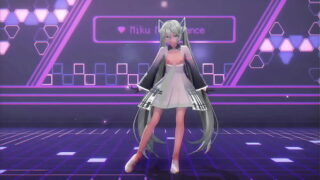 Hatsune Miku Cynical Night Plan Undress Dance Hentai Small Tits MMD 3D White Hair (CLIP)