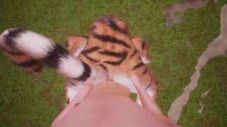 Furry Tigress Edging Human Cock